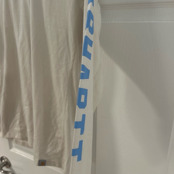 Carhartt Men's white t-shirt Hoodie with Blue Logo - Picture 3 of 5